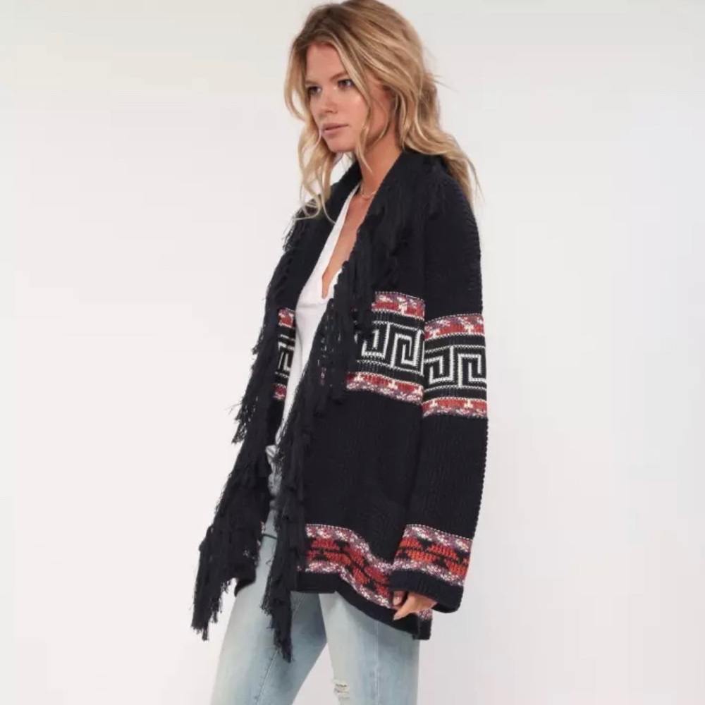 Goddis loose knit fringe cardigan Sz S/M